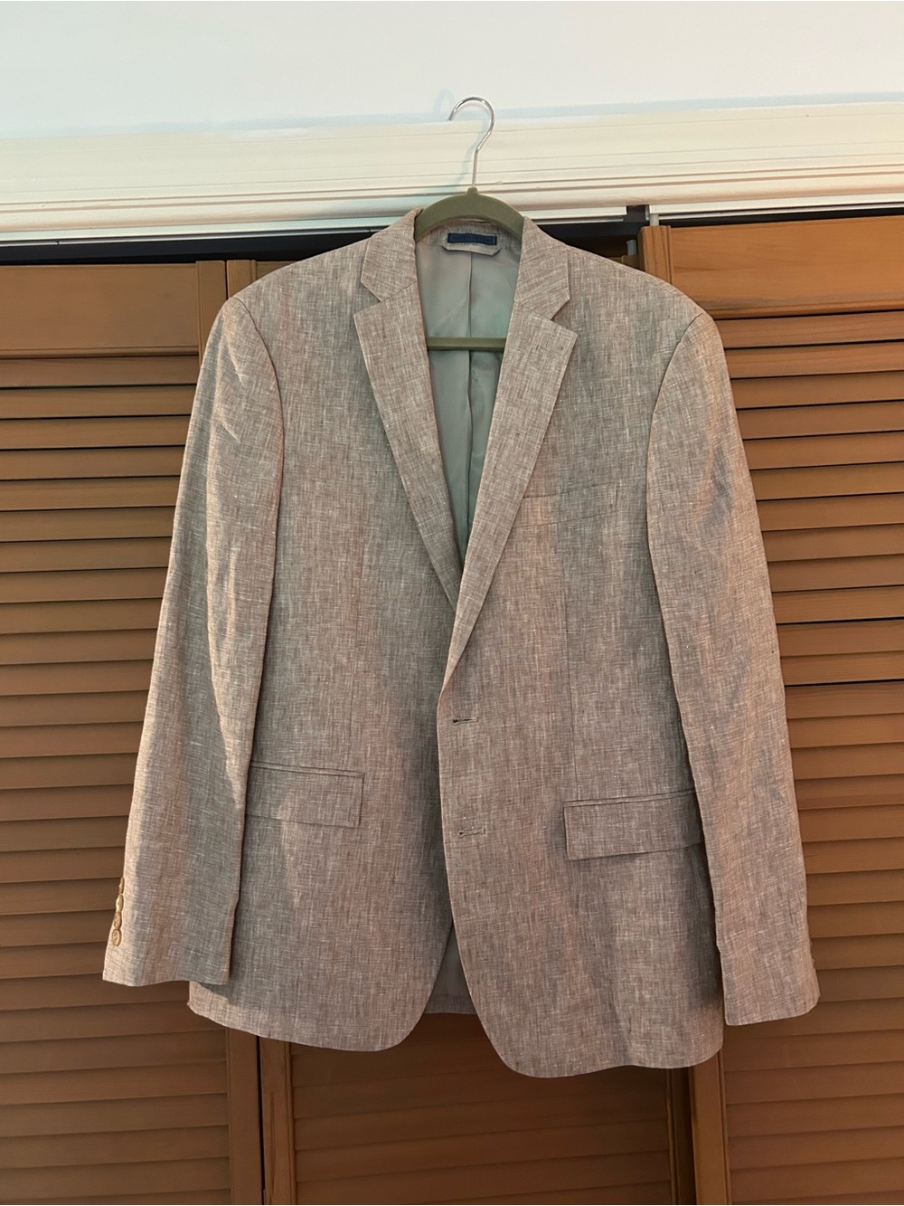 Ryan Seacrest Distinction Light Beige Linen-Blend Blazer